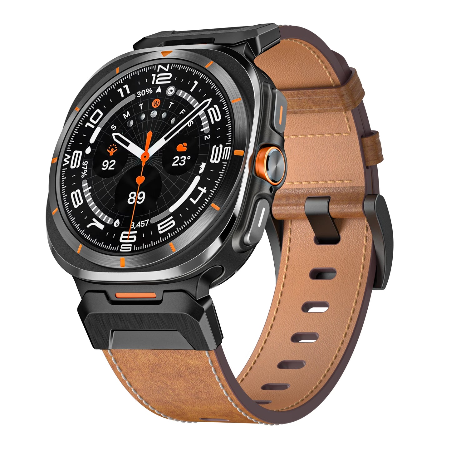 Metal+Leather Strap for Samsung Galaxy Watch Ultra 47mm Stainless Steel Business Bracelet Belt Galaxy Watch 8-7 Ultra 47mm Band