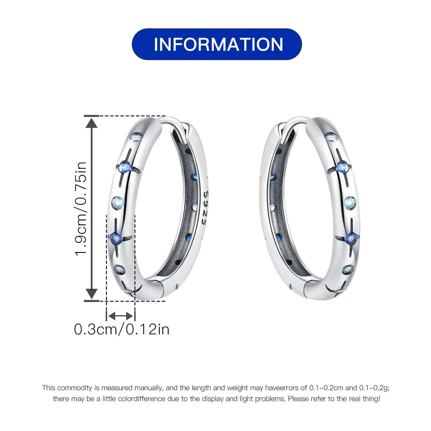 925 Sterling Silver Exquisite Blue star Earrings Jewelry Versatile Hoop Earrings For Women Jewelry Birthday Party Gifts - AMULET RING STORE