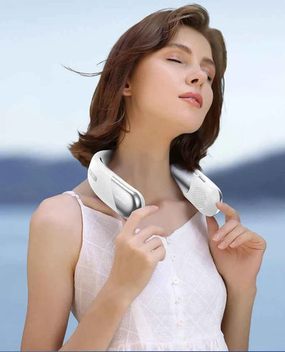 Portable Neck Fan 10000mAh Mini Bladeless Silent Neckband Fan USB Rechargeable 3 Speeds Mute Wireless Electric Neck Cooler Fans