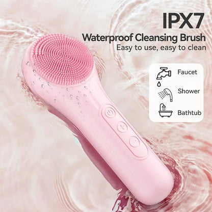 Silicone Face Cleaner Electric Sonic Facial Cleansing Brush Ultrasonic Face Massage Pore Deep Cleaning Vibrating IPX7 Waterproof