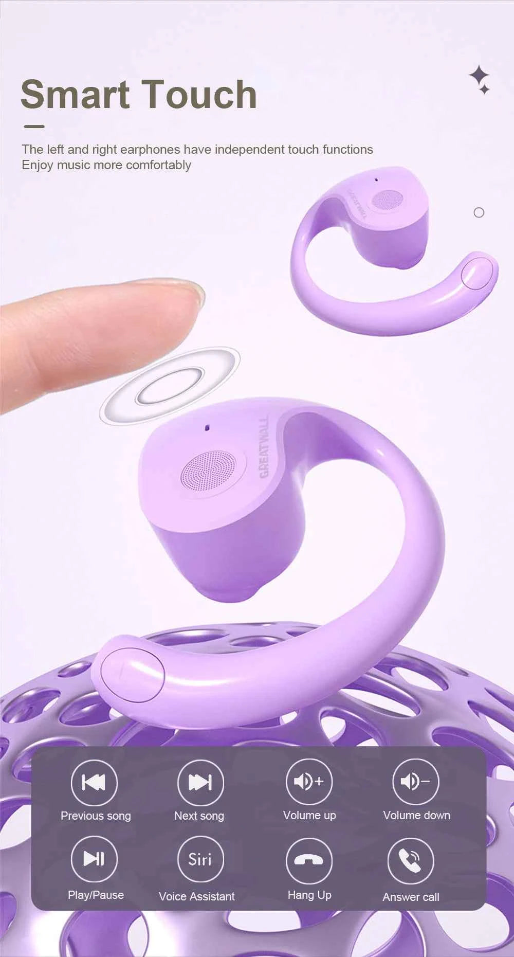 GreatWall AI Real-Time Translation Wireless Bluetooth Earphones Supporting Over 100 Voice Languages Translation Headphones