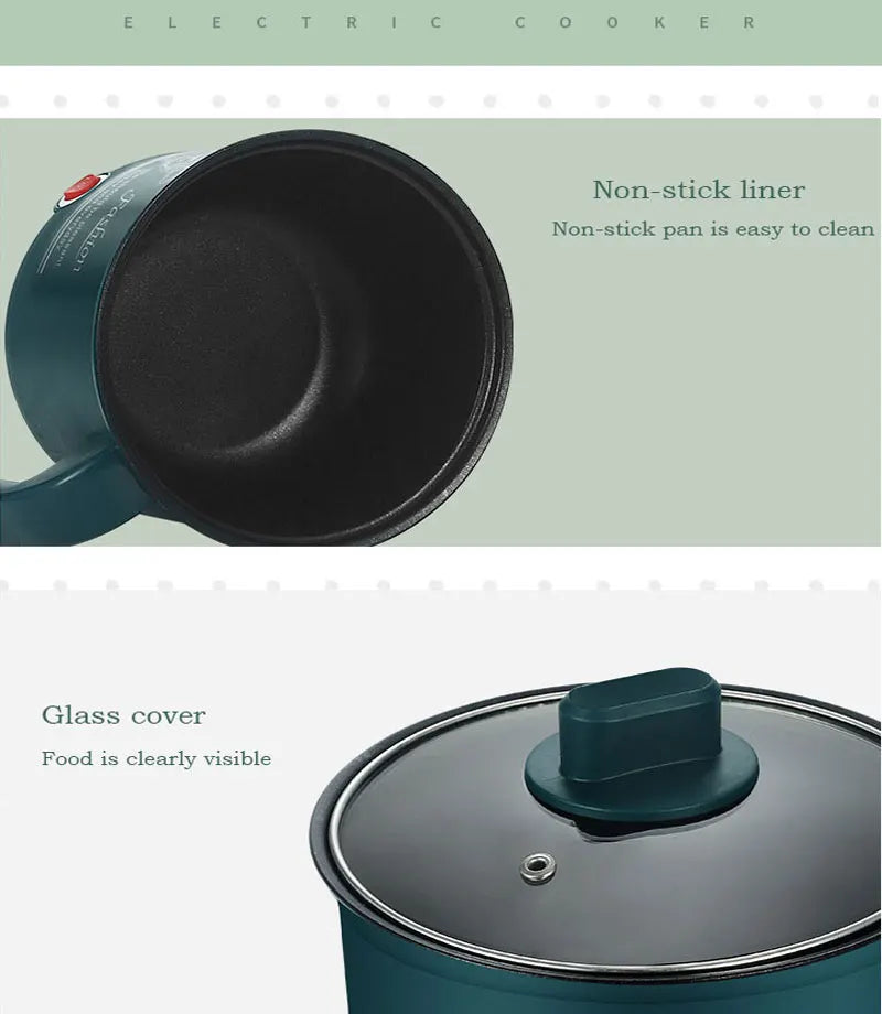 Mini Electric Cooker Non-stick Cooking 1-2 People Double Hot Pot steamer Hot Pot Multifunction Electric Cooker for Home 110V US - AMULET RING STORE