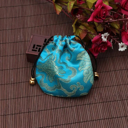 Silk Brocade Jewelry Drawstring Gift Bags Coin Purse Embroidered Candy Chocolate Bag for Wedding Party - AMULET RING STORE