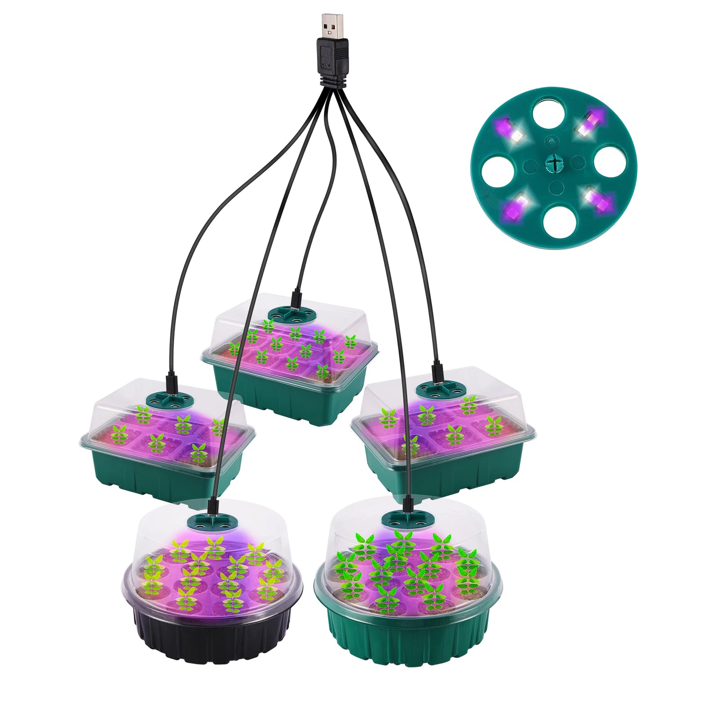 Seedling Nursery Box With LED Growing Light Seed Starter Tray Seedling Breeding Pot Garden Greenhouse Germination Planter - AMULET RING STORE
