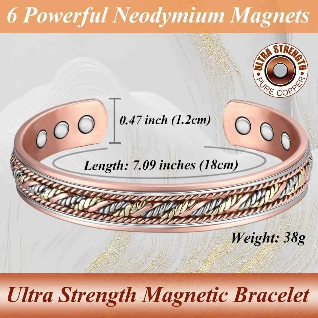 ARADOO Copper Bracelets for Women 99% Pure Copper Handwoven Bracelet Cuff Bangle