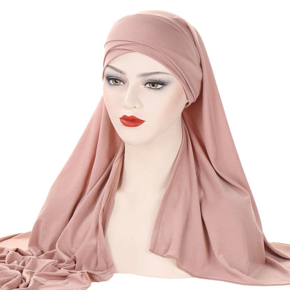 Milk Silk Muslim Cap Plain Islamic Scarf Head Wraps Headband Underscarf Turban Hats Malaysia Baotou Caps Instant Amira Hijabs - AMULET RING STORE
