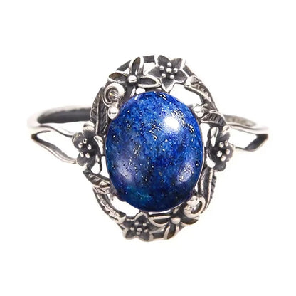 Vintage 925 Sterling Silver Ring Irregular Flowers Natural Rose Quartz Punk Ring Bohemian Silver Ring Fine Jewelry For Women