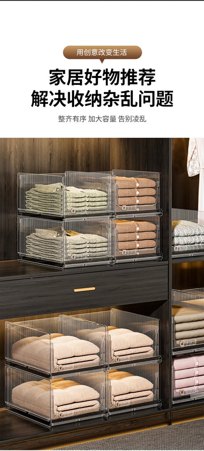 Large Capacity Foldable Storage Box Plastic Clothes Organizer Transparent Home Storage Trunk for Clothes Sundries Organizer - AMULET RING STORE