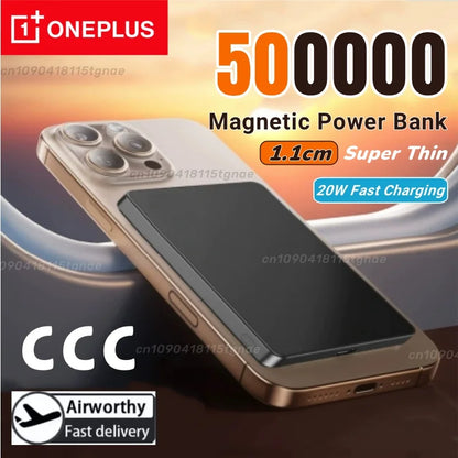 Oneplus 50000mAh Magnetic Power Bank Wireless Portable Charger Large Capacity Fast Charge Backup Battery For IPhone Samsung New - AMULET RING STORE