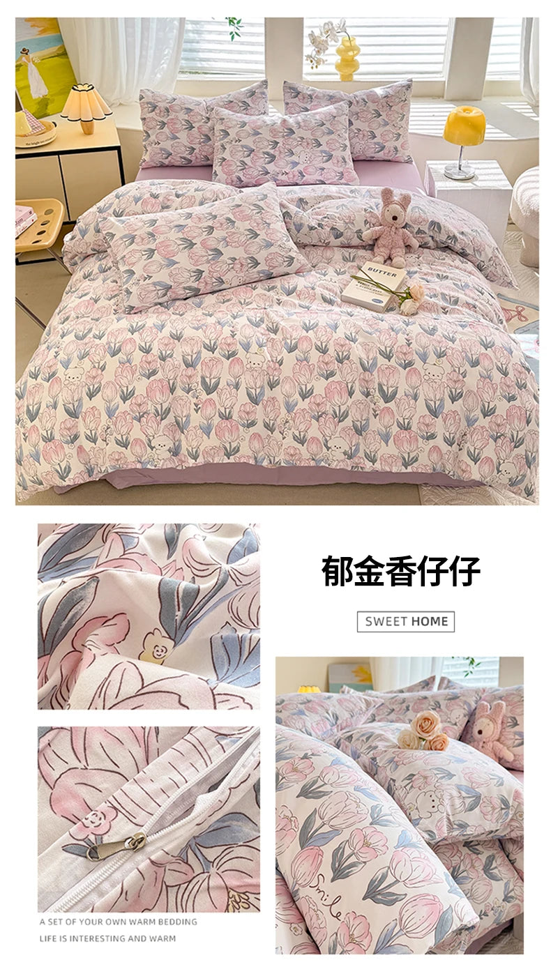 Cute Dog Printed Duvet Covet Set Brown Color Comforter Cover with Pillowcase for Kids Single/Queen/King housse de couette Full - AMULET RING STORE