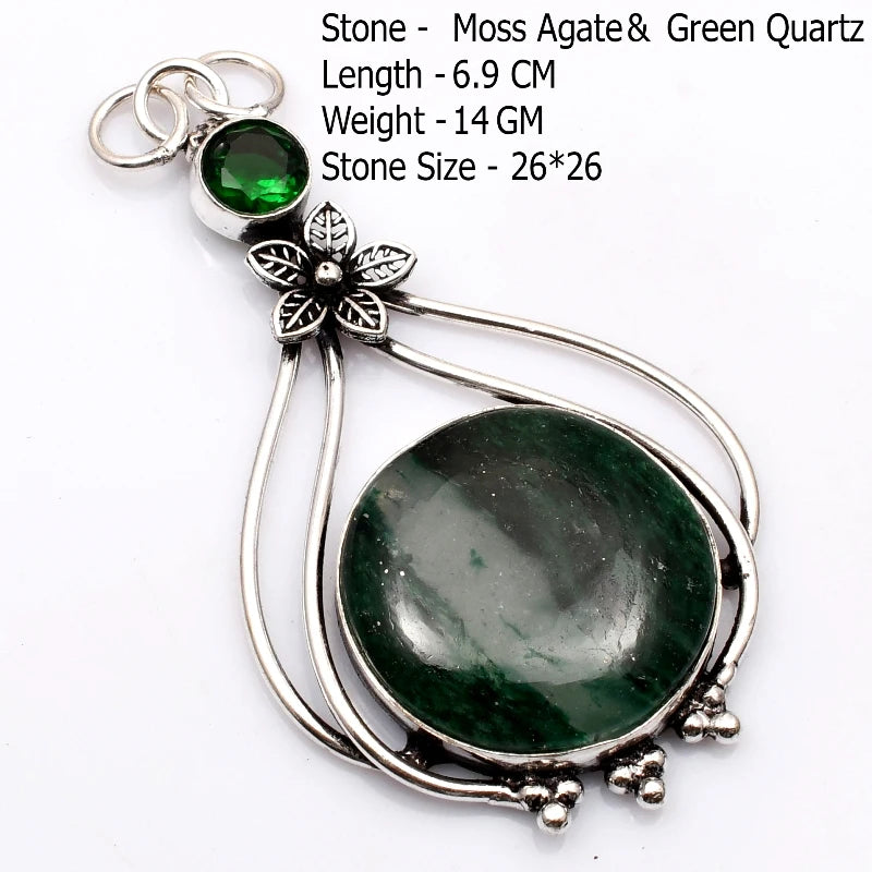 Genuine  Agate Labradorite Jasper Turquoise Rose Quartz Pendant