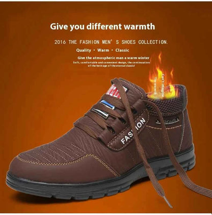 FUQIAO Hot Fur Men's Casual Shoes Warm Flats British Style Leather Footwear Comfort Non-slip Winter Boots Men Plus Size 46