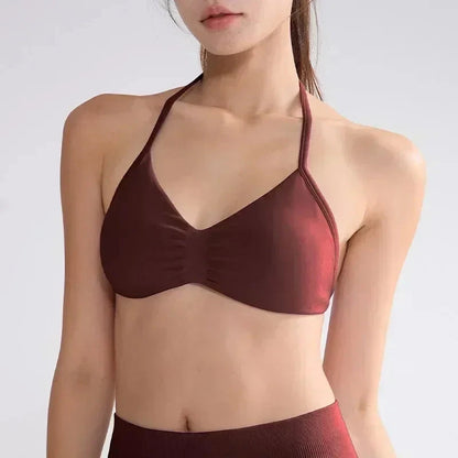 2PCS Yoga Gym Set Women Seamless Strappy Yoga Bra Top High Waist Workout Scrunch Shorts Sports Suit Fitness Clothes Sportswear