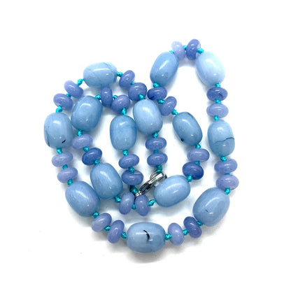 Natural Stone Malachite Lapis Lazuli Agate Necklace 10x14mm Cylindrical Beads 5x9mm Abacus Beads Ladies Necklace about 18 Inches - AMULET RING STORE