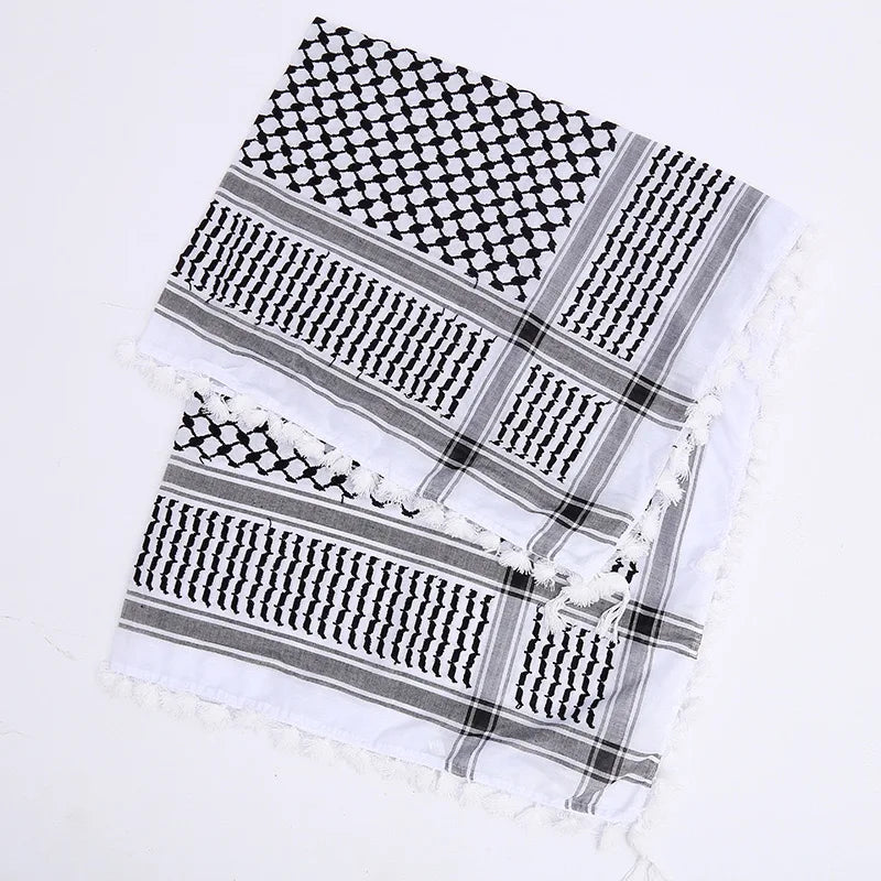 Military Shemagh Tactical Desert Scarf Shemagh Scarf Men Neck Head Wraps for Men Cotton Keffiyeh Arab Wrap with Tassel - AMULET RING STORE