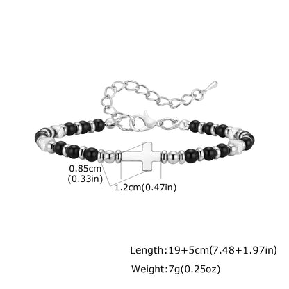 Trendy Unique Natural Stone Beaded Bracelet, Stainless Steel Chain Wristband Bracelet, Classic Tiger Eye Stone Jewelry for Men