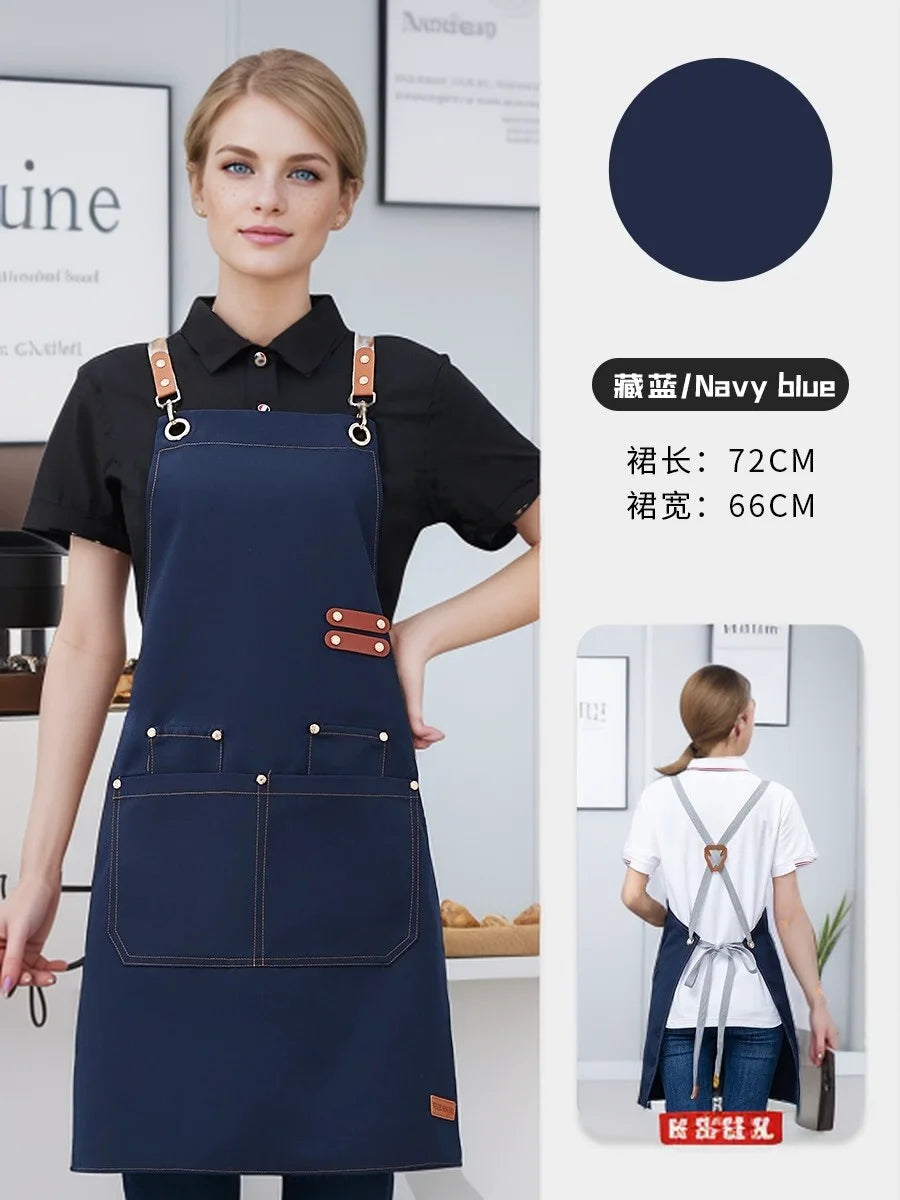 Waterproof Kitchen Apron Perfessional Kitchen Apron Restaurant Shop Waiter Work Uniform Women/Men With Pockets Cleaning Pinafore - AMULET RING STORE