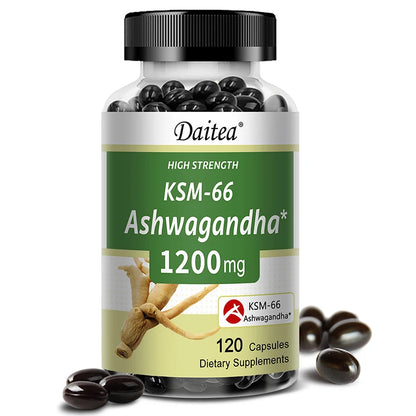Ashwagandha 1200 mg - Stress Relief Formula, Supports Energy & Focus, 120 Veggie Capsules - AMULET RING STORE