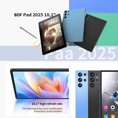 2025 New Upgraded Pad Pro 10.1 Inch Tablets Octa Core 4GB+64GB ROM Google Play Dual SIM Cards Wifi Phone Call Tablet Pc 6000mAh