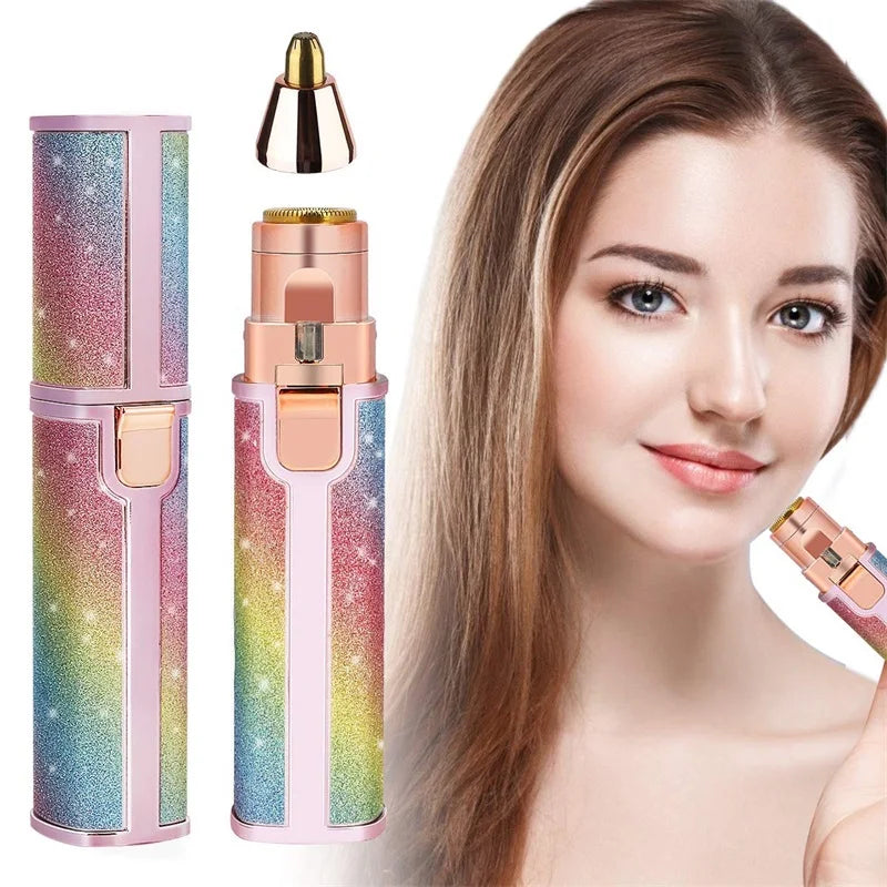 2 In1 Electric Eyebrow Trimmer Painless Eye Brow Mini Shaver Razors Portable Facial Hair Remover Women Built-in LED Light - AMULET RING STORE