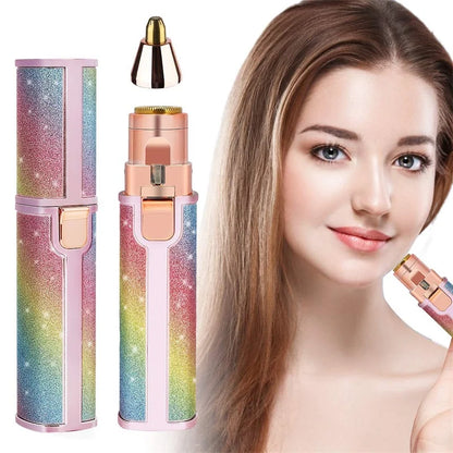 2 In1 Electric Eyebrow Trimmer Painless Eye Brow Mini Shaver Razors Portable Facial Hair Remover Women Built-in LED Light - AMULET RING STORE