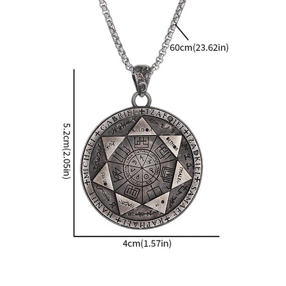 Retro Fashion Seven Angels Magic Circle Solomon's Seal Necklace Pendant AMULET RING STORE