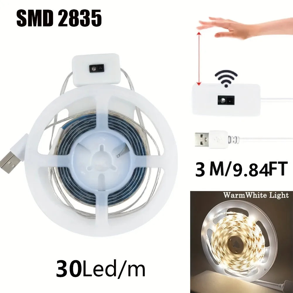 USB LED Lights Strip DC 5V Smart Dimmer Gesture Sensor Switch Control 60LEDs/m Backlight LED Ribbon Tape TV Lamp Room Decoration - AMULET RING STORE