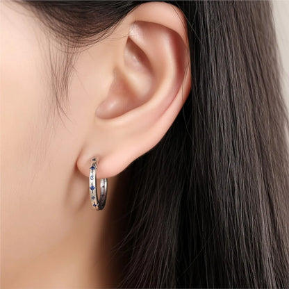 925 Sterling Silver Exquisite Blue star Earrings Jewelry Versatile Hoop Earrings For Women Jewelry Birthday Party Gifts - AMULET RING STORE