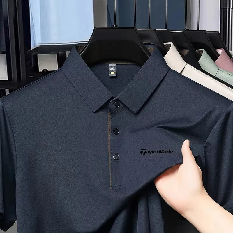 Fashionable Classic Men's Summer New Golf Collar Business Leisure Style Luxury Brand Letter Printed High end Leisure T-shirt