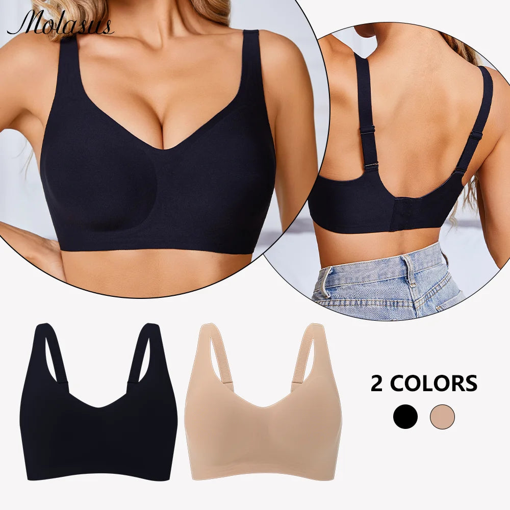 Women Underwire Bra Wide Adjuestable Strap Solid Color Plus Size Bras