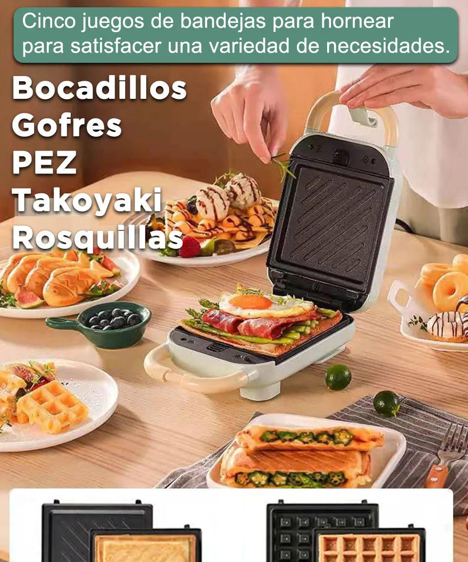 2025 YIDPU Sandwichera 3 en 1 Tostadora eléctrica Waffle Maker Desayuno Pancake Donut Egg Waffle Fish Cake Horno eléctrico - AMULET RING STORE
