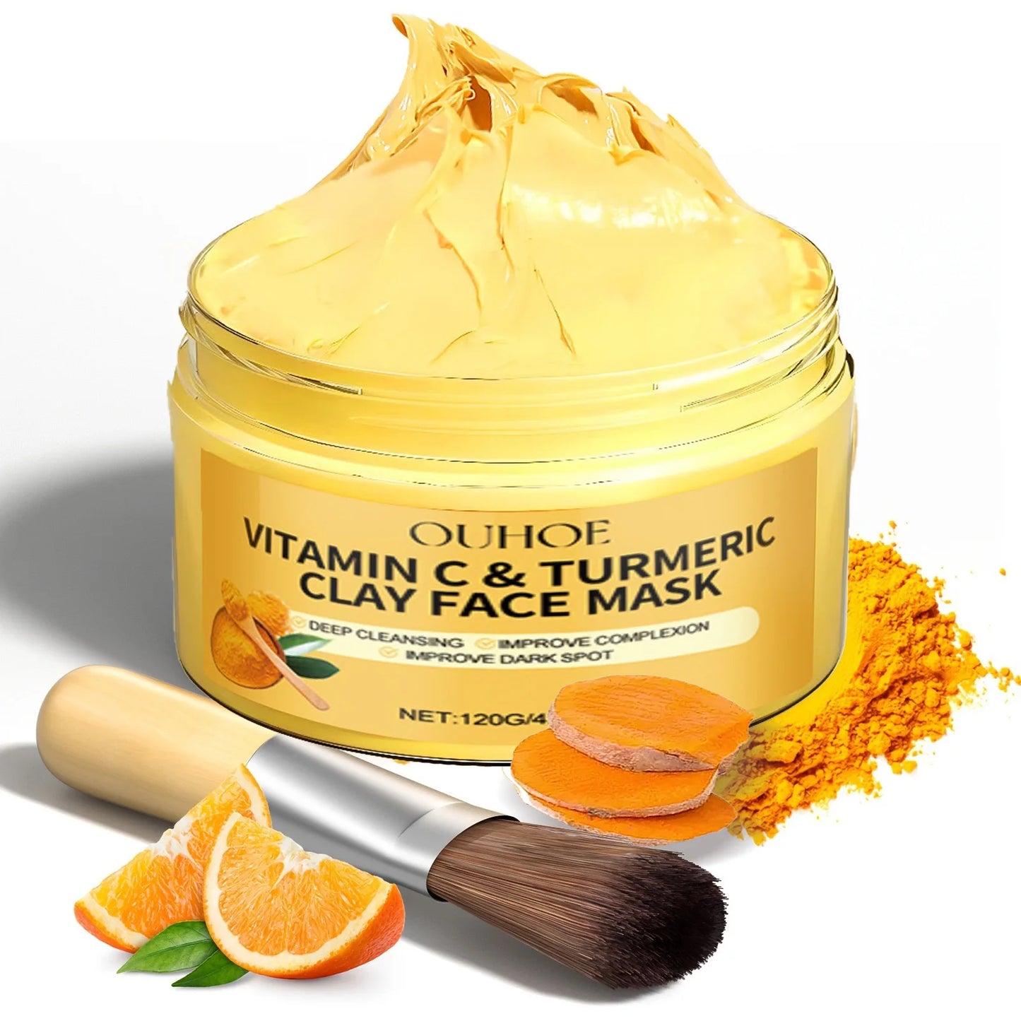 Vitamin C Exfoliating facial mask Turmeric Exfoliating facial mask Improve Pore Deep Cleaning facial mask Apply facial mask - AMULET RING STORE