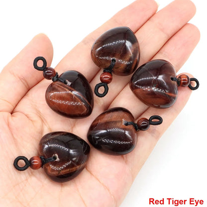 24mm Heart Shape Pendants Natural Stone Healing Crystal Quartz Tiger Eye Energy Gemstones for Jewelry Making DIY Necklace Gifts