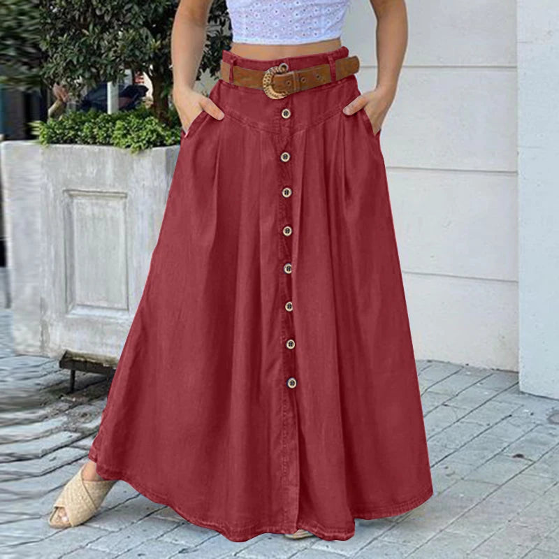 ZANZEA Cargo Skirts Elegant Women Evangelical Faldas  Mujer Office Lady High Waist Saias Summer 2024 Casual Buttons Up Jupes