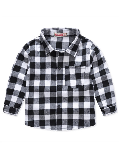 New Spring and Autumn Winter Boys and Girls 1-14 Years Old Classic Woolen Checkered Shirt Student Dress Versatile Shirt