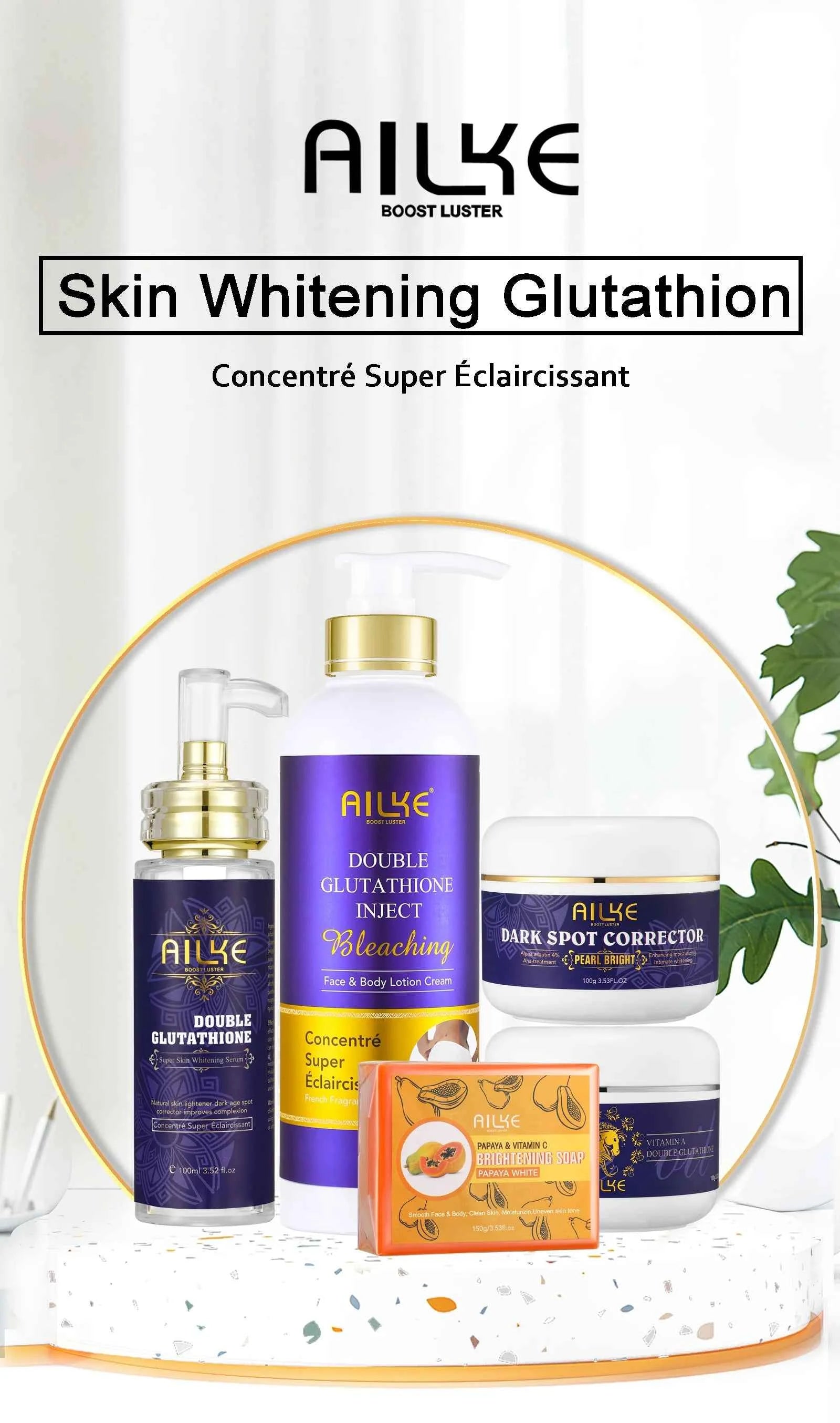 AILKE Whitening Cream, Glutathione Body Lotion for Brighter Skin, Reduce Dark Spots, Black Spots, Moisturizing, Even Skin Tone