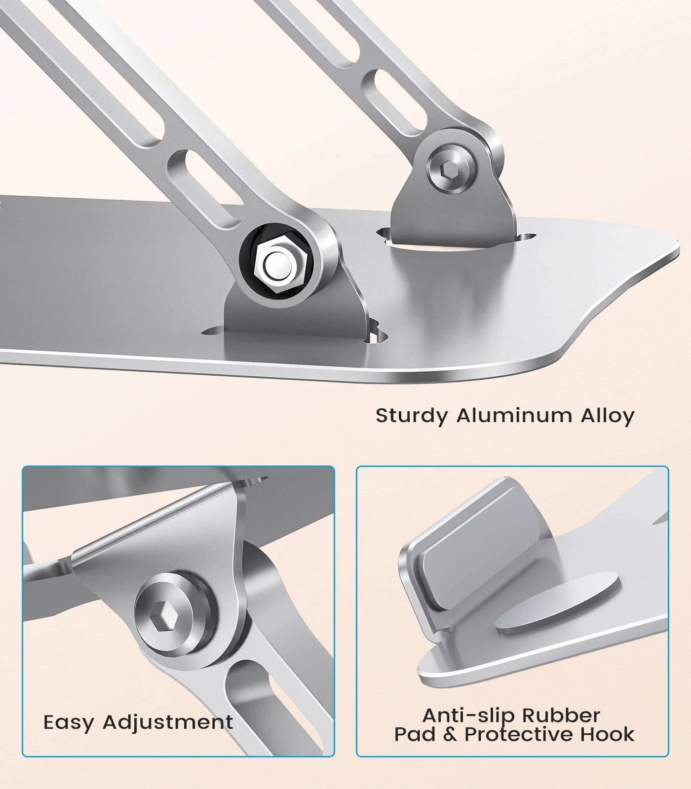 ST01 Portable 11–16-inch Adjustable Laptop Stand Computer Stand Sturdy Aluminum for Desk Foldable Laptop Holder Notebook Tablet - AMULET RING STORE