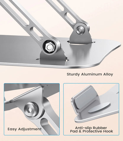 ST01 Portable 11–16-inch Adjustable Laptop Stand Computer Stand Sturdy Aluminum for Desk Foldable Laptop Holder Notebook Tablet - AMULET RING STORE