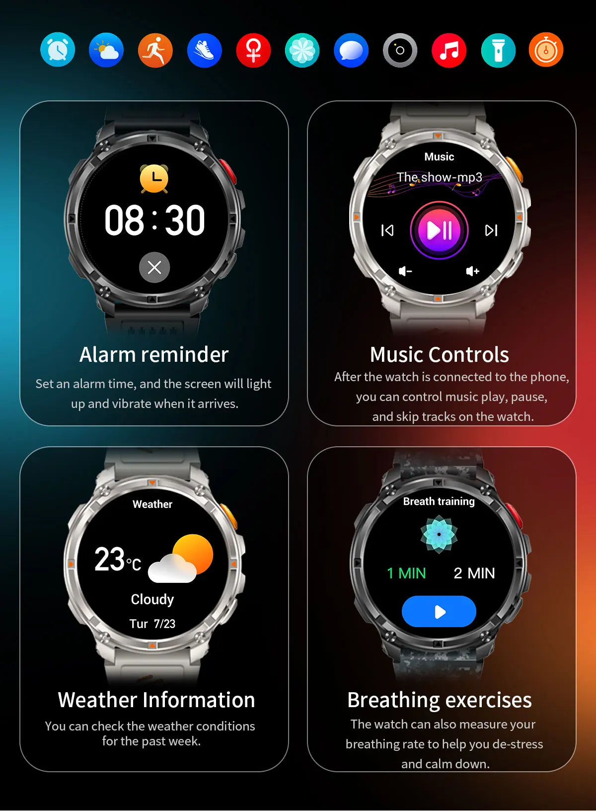 New Military T-Rex3 Ultra 1100mAh Battery Smart Watch 5 ATM Waterproof 1.7"AOD Compass GPS Sports tracker Outdoors Smartwatches