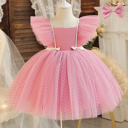Wedding Birthday Dress for Flower Girls Kids Elegant Party Sequins Tutu Christening Gown 3-8 Yrs Children Formal Pageant Clothes - AMULET RING STORE