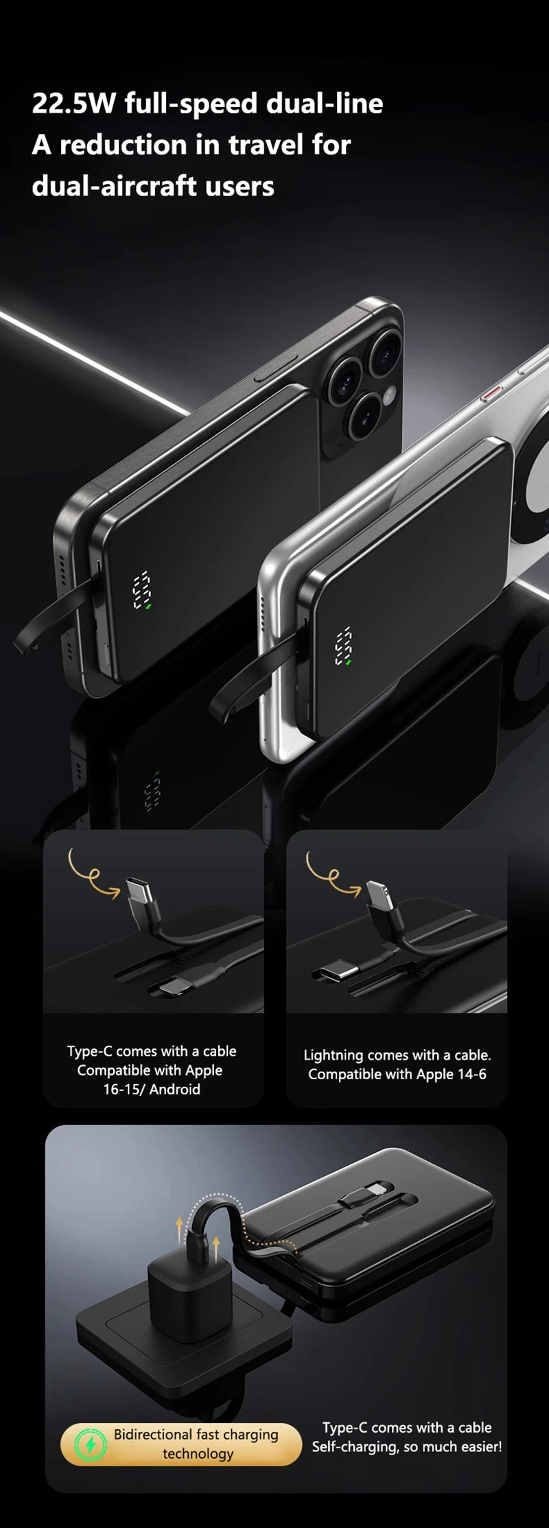 ONEPLUS 10000mAh Wireless Magnetic Power Bank Super Fast Charging Real Large Capacity Portable Battery Charger For iPhone Huawei - AMULET RING STORE