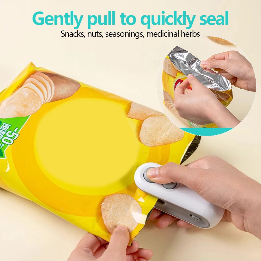 2 In 1 Sealer Cutter Mini Bag Sealer Handheld Heat Vacuum Sealer Handheld Bag Sealing Machine for Food Storage Snacks Freshness - AMULET RING STORE