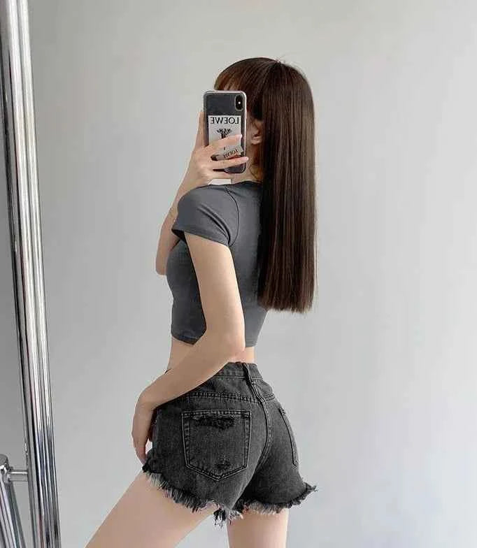 Summer Female Short Jeans Pants High Waist Wide Women's Denim Shorts Korean Style Fashion Clothing 2024 Flowy Luxury Stretchy XL