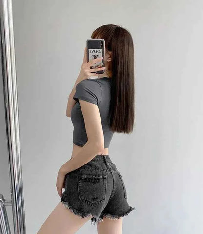 Summer Female Short Jeans Pants High Waist Wide Women's Denim Shorts Korean Style Fashion Clothing 2024 Flowy Luxury Stretchy XL