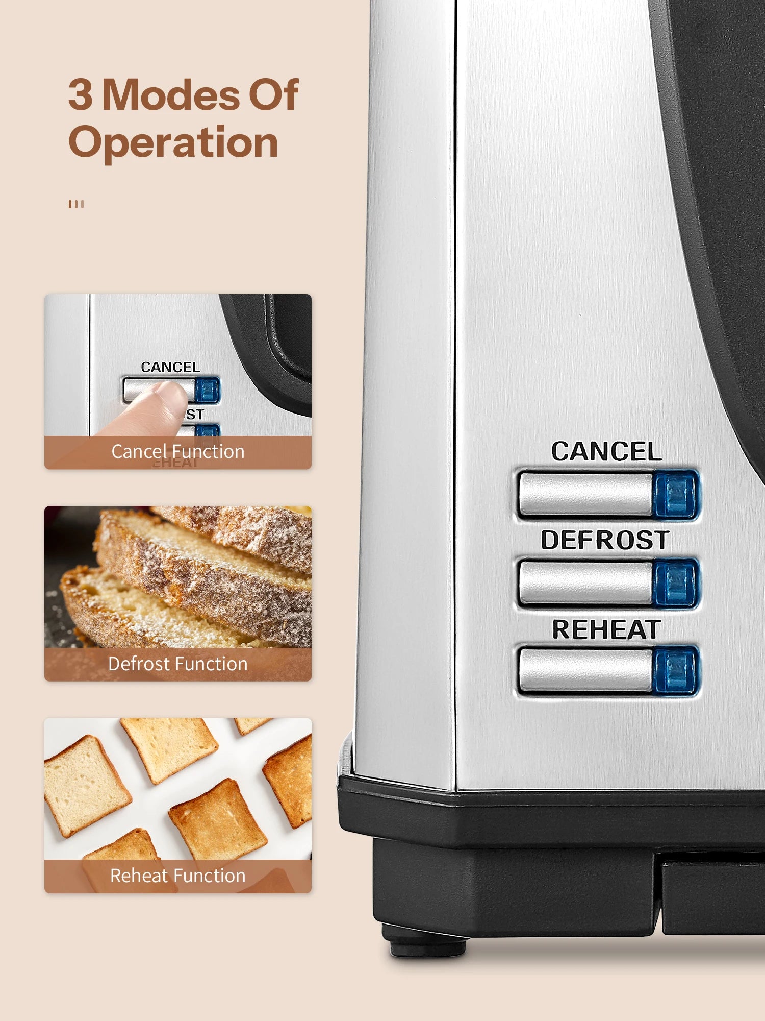 Yabano 4 Slice Toaster, Toaster with Extra Wide Slot and 7-Shade Settings, Defrost and Reheat Function - AMULET RING STORE