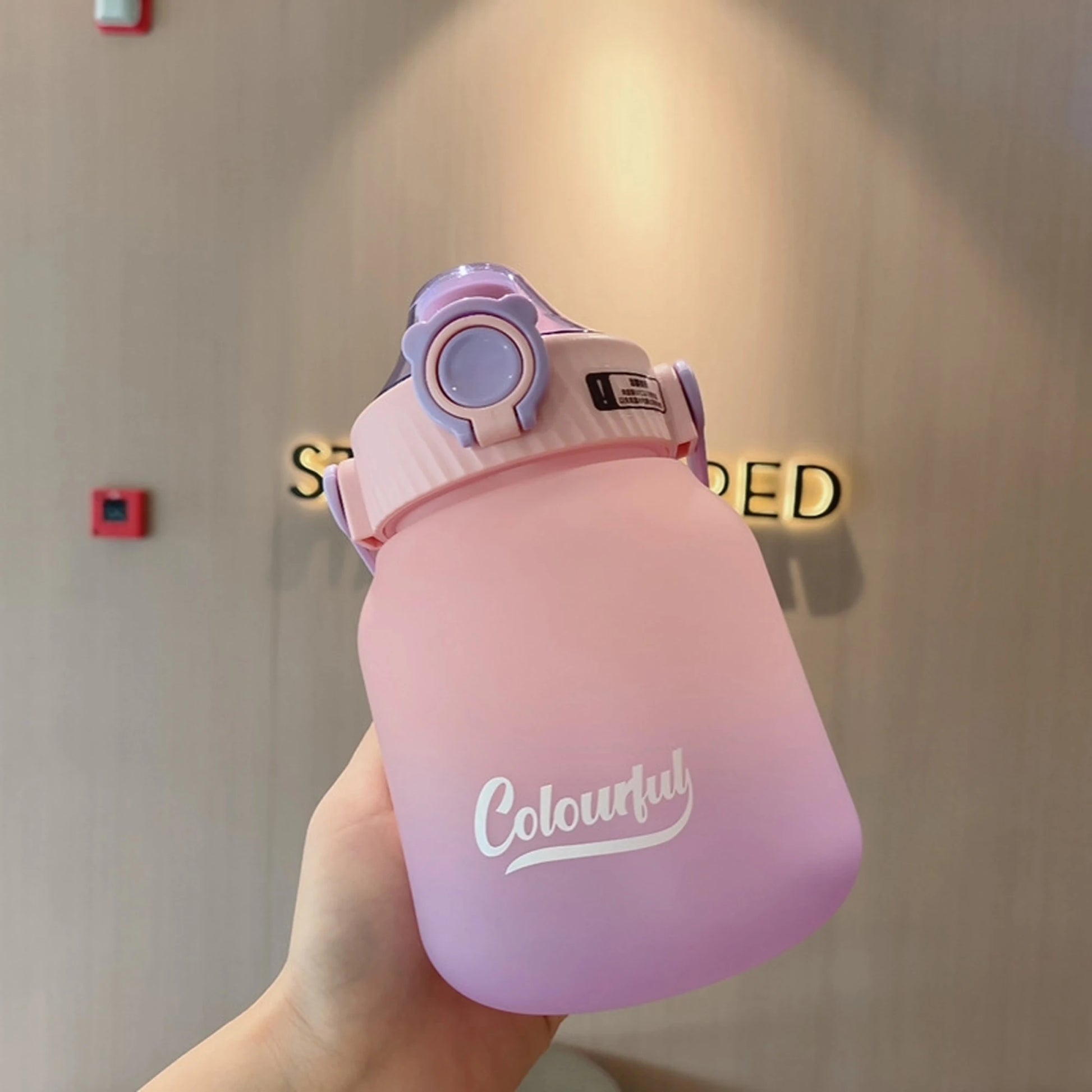 1000ml Gradient Color Water Bottle with Handle and Carry Strap for Women Men - Reusable Leakproof Plastic Cup - AMULET RING STORE