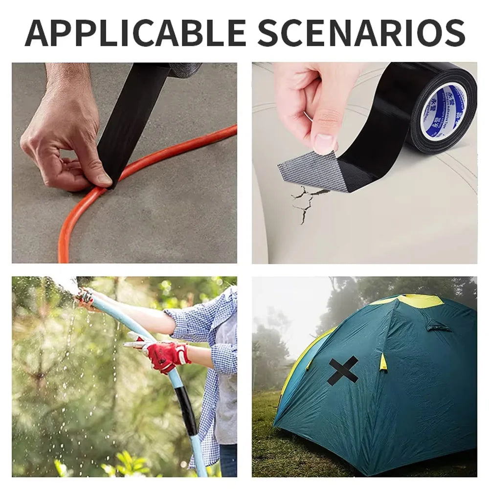 Black Cloth Based Tape Waterproof Heavy-Duty Pipe Single-Sided Tear-Proof Strong Adhesive Floor Duct Home Adhesive Bun Fixed - AMULET RING STORE