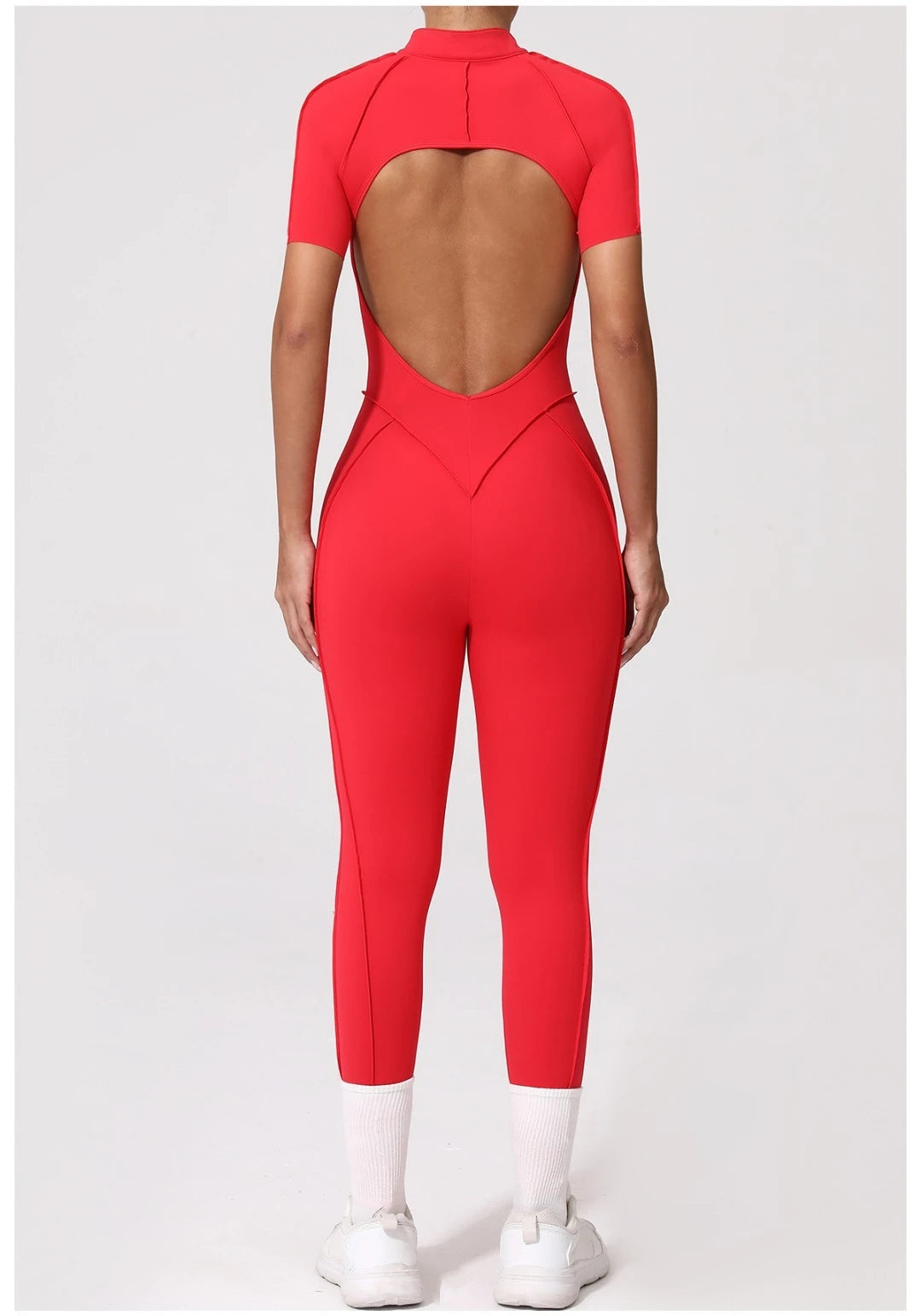 Seamless Yoga Jumpsuit Sports Fitness Backless Tight Zipper Long-sleeved One-Piece Workout Clothes Gym Leggings Sportswear