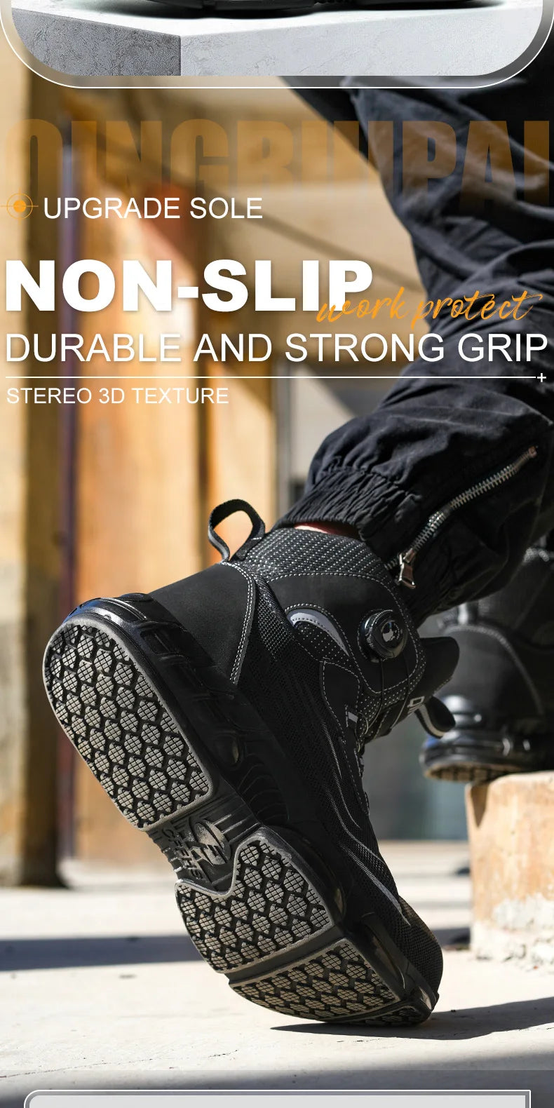 Men's high top lace-free comfortable soft sole anti-smash and puncture resistant work shoes - AMULET RING STORE