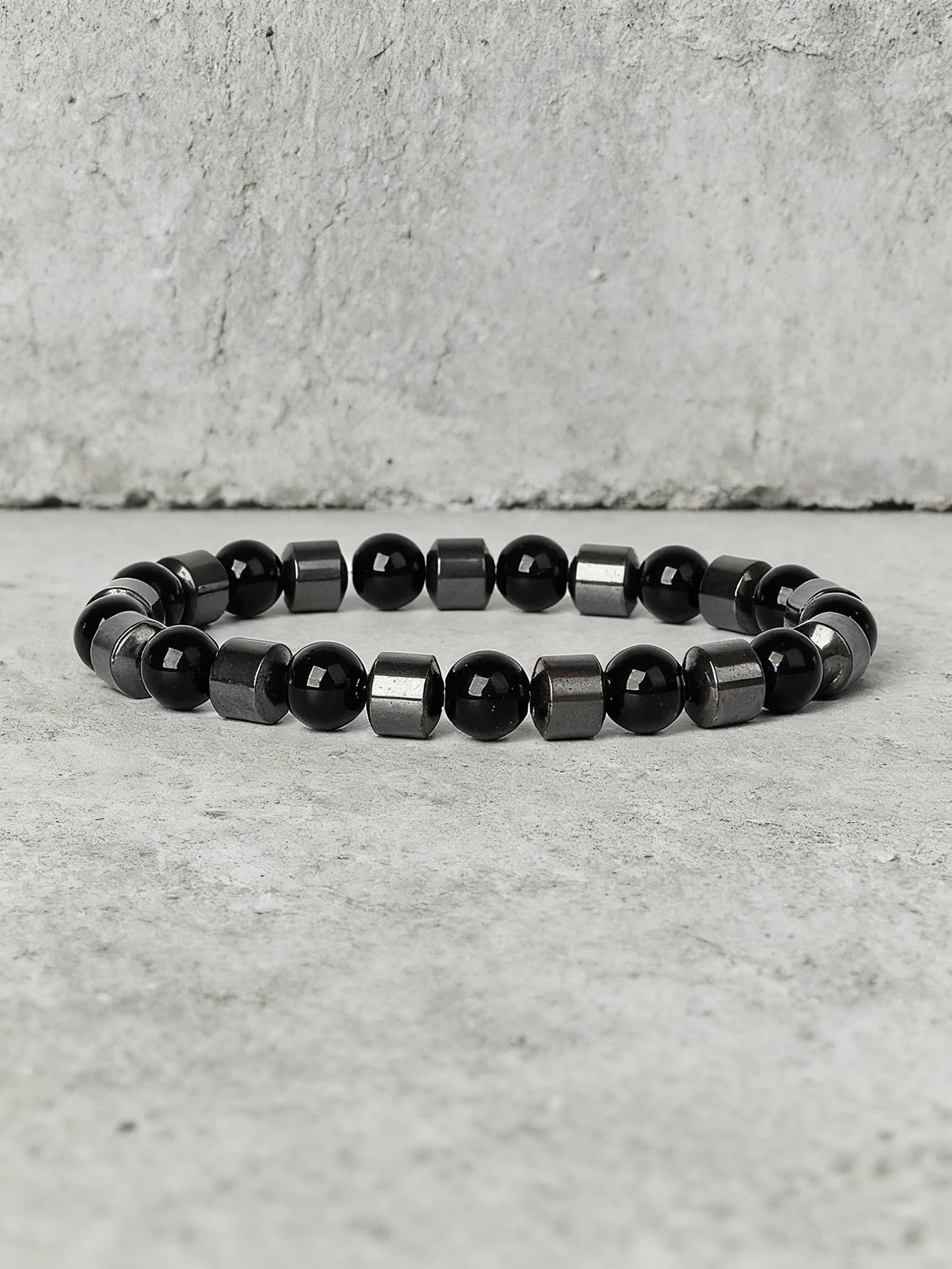 Hematite & Red Tiger's Eye Bracelet Men Natural Stone Cylinder Bead for Energy Protection Reiki Charm Courage Jewelry Women Gift